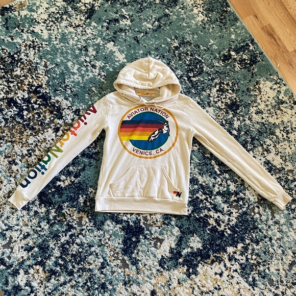 ONHOLDAviator Nation Venice Vtg White Hoodie XS - Picture 5 of 11